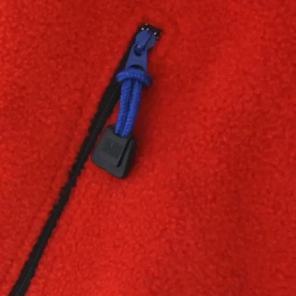 Vintage Polo Ralph Lauren Fleece Sweater Jacket Size Medium Red Navy 1/4 Zip - Picture 5 of 10